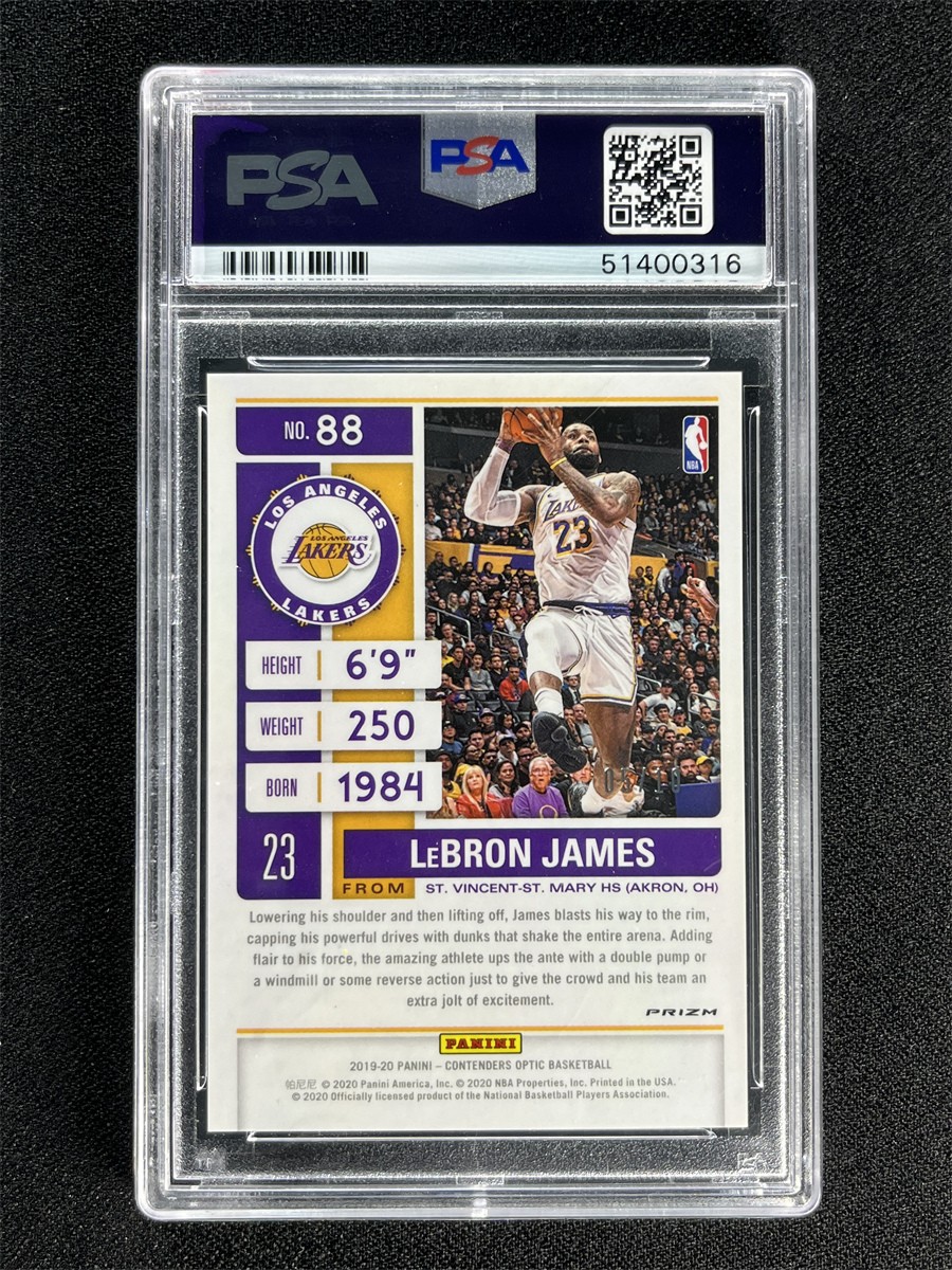 2019-20 Contenders Optic LeBron James #88 Gold Season Ticket /10 PSA 9 MINT view 2