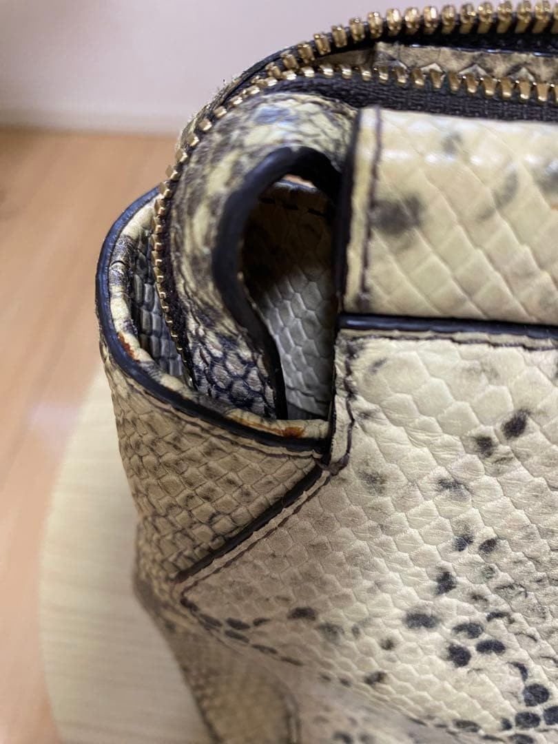 FURLA Python Pattern Snake Handbag Embossed Leath… - image 10