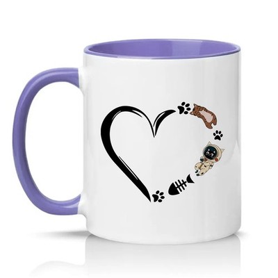 Katzenherz Design Unisex 11 Unzen Keramiktasse Katzenliebhaber Geschenk für Sie & Ihn