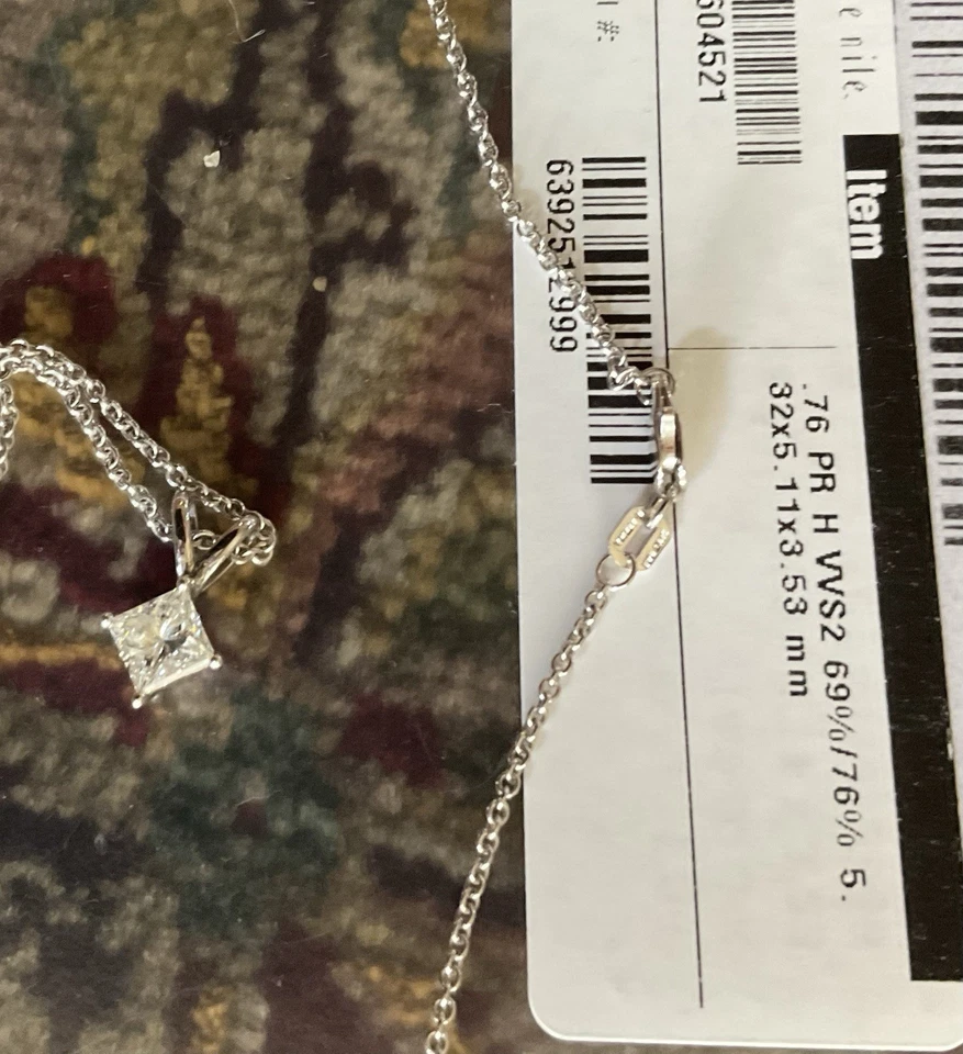 14K Diamond Princess Cut Pendant .76 Carats H, VVS2 With GIA Grade Report - Image 2 of 4