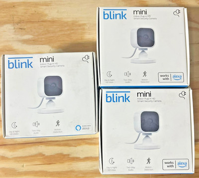 Blink Mini Indoor Plug-In Live HD Smart Security Camera - 3 cameras -