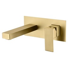 SUMERAIN Brushed Gold Wall Mount Bathroom Faucet Single Handle Vessel Sink