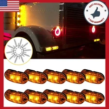 10PCS Amber LED Car Truck Trailer RV Oval Side 2.5" Marker Clearance Lights 12V