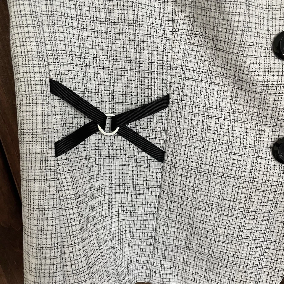 Perceptions NY blazer Jacket Size 16W Button Up Gray Black Trim Pockets Career - Image 3 of 4