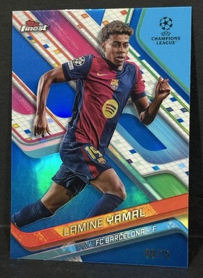 2024-25 Topps Finest UCC Barcelona Lamine Yamal Blue Refractor /75