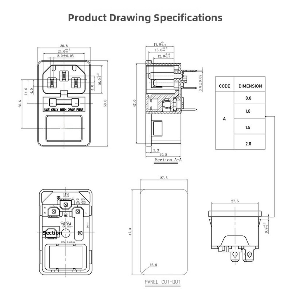 3 in 1 Steckdose mit Schalter LED Licht und Sicherung für 3D Drucker Spannung - Bild 5