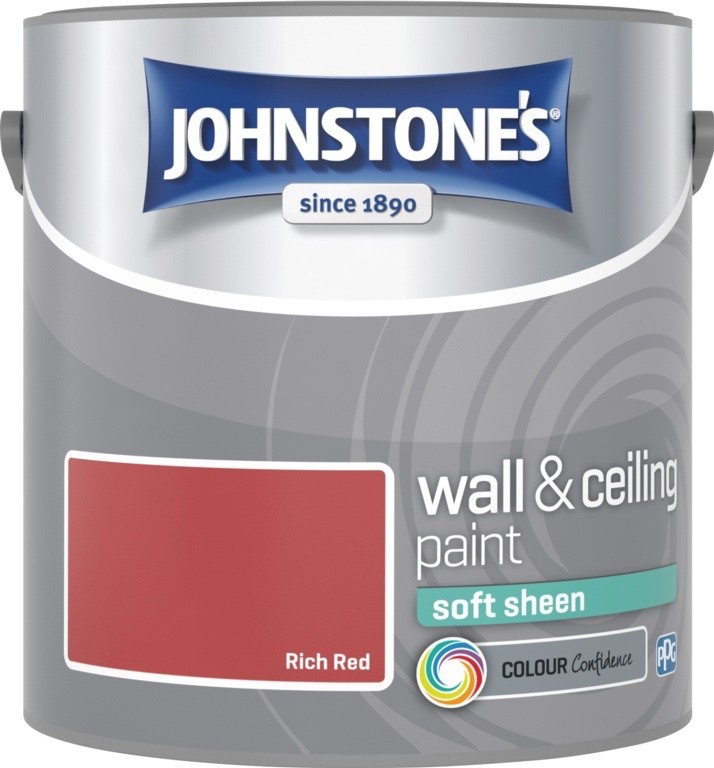 Johnstone's Walls & Ceilings Soft Sheen Paint - Rich Red - 2.5L - Image 3