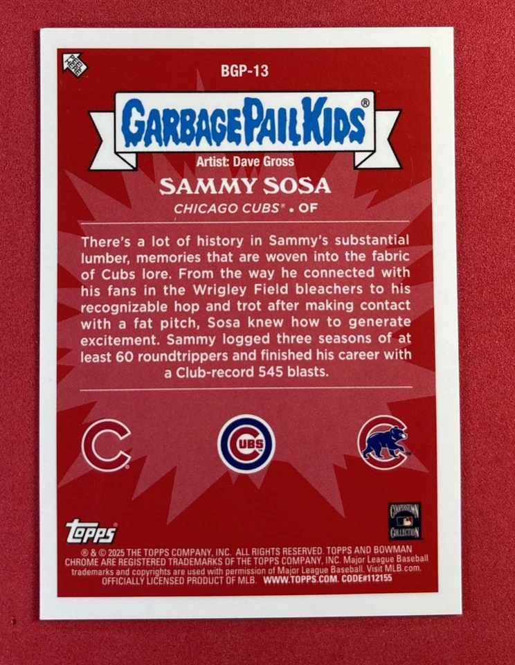 Cubo de basura cromado Bowman 2025 niños Sammy Sosa Slammin’ Sammy SSP estuche golpeado Foto 3 de 4