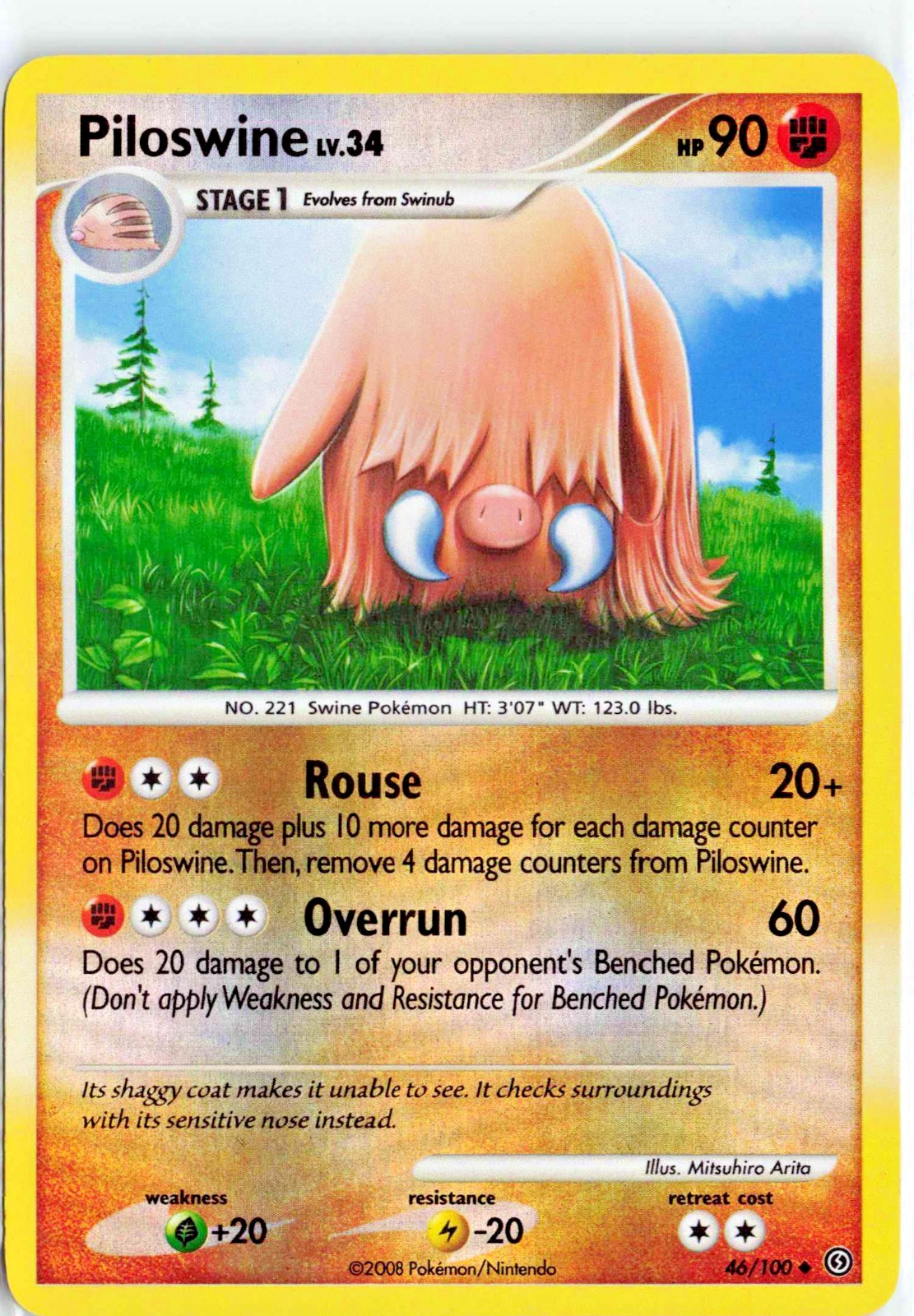 Piloswine 46/100 Stormfront Reverse Holo Pokemon Card LP