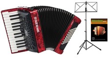 Top Hohner Silentkey Akkordeon inkl. Notenständer, Schule, Gigbag, Riemen in rot
