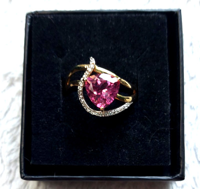 Wunderschöner Flamingo-Topas-Ring in 375 Gelbgold