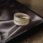 Asymmetrical Greek Key design Vintage 925 Sterling Silver Ring - Size O/P 4.54g