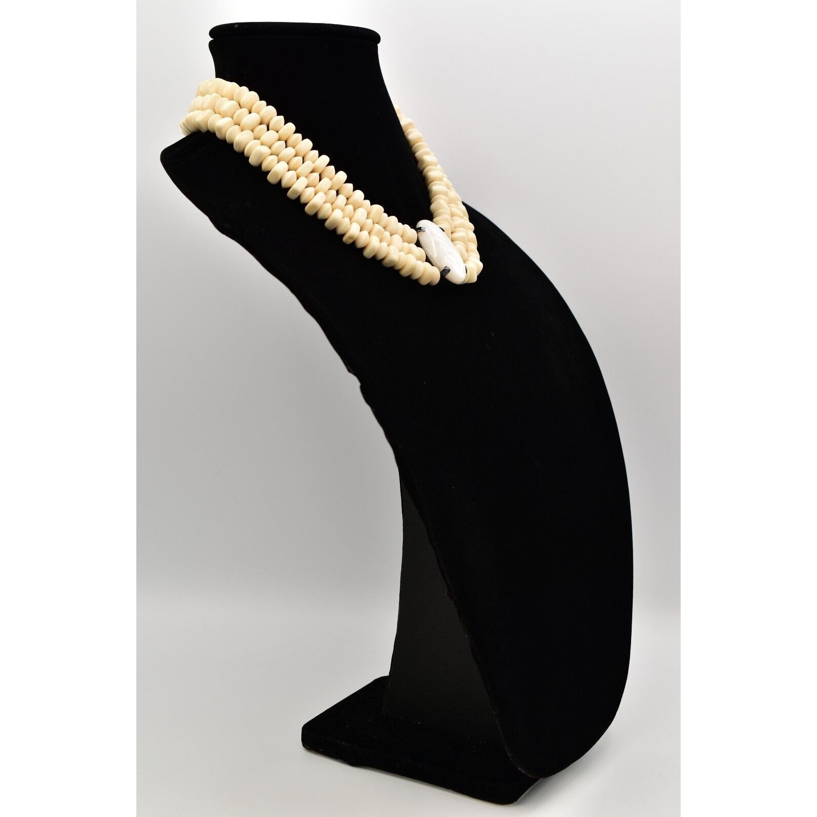 Statement Shell Necklace Clip Earrings Set Abalon… - image 5