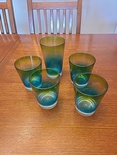 Tumblers Acrylic Plastic Teal Set Of 5 8oz. Plus 1- 16 Oz.