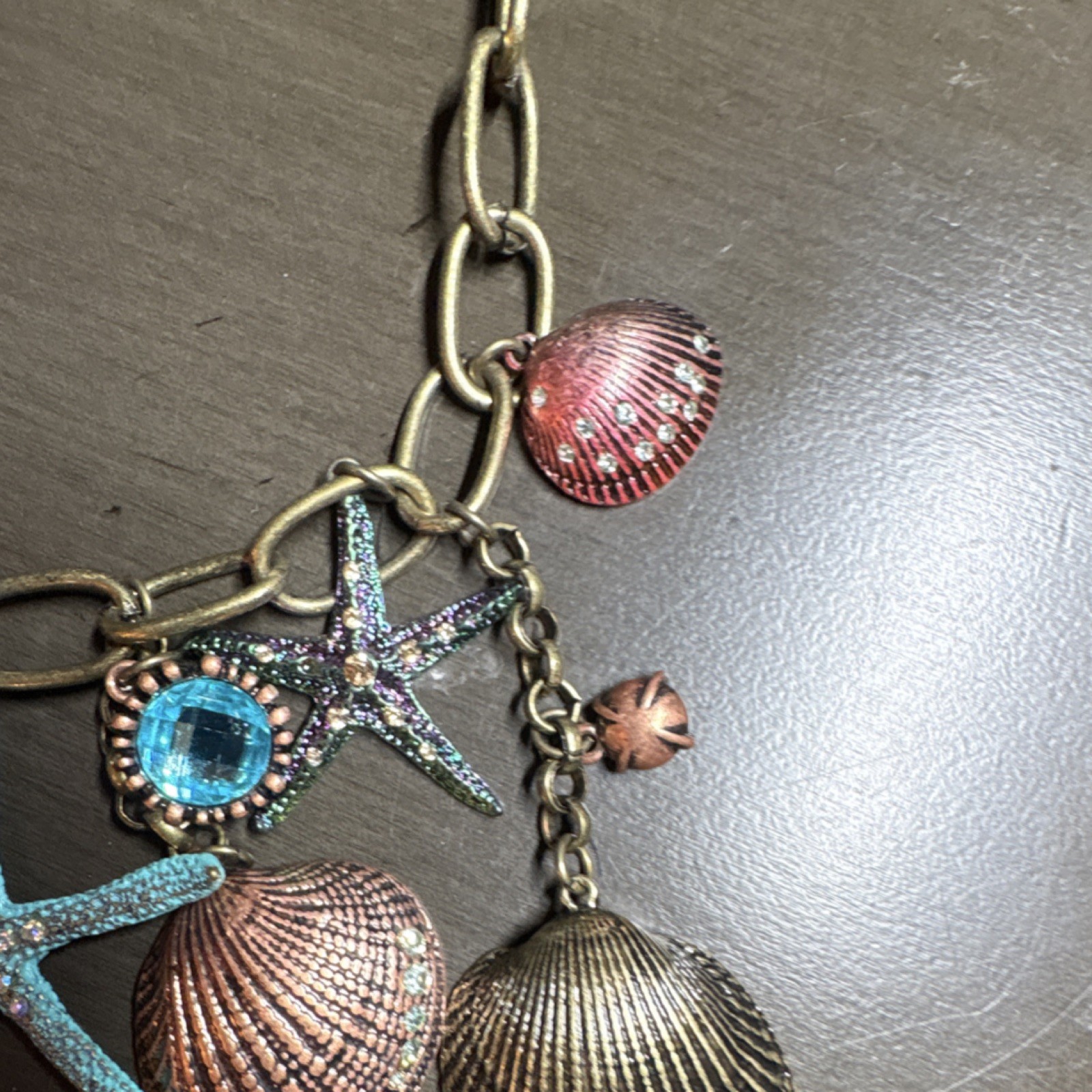 Multicolor Starfish Shell Statement Charm Necklac… - image 4