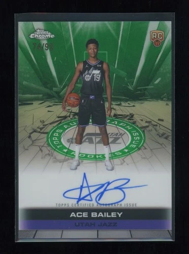 2025-26 Topps Chrome ACE BAILEY Autograph AUTO RC Green Refractor /99 Utah Jazz