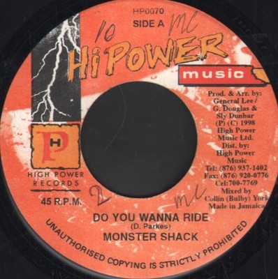 Monster Shack Orge Party 7'' vinyl Jamaica Hi Power Music 1998 writing on both
