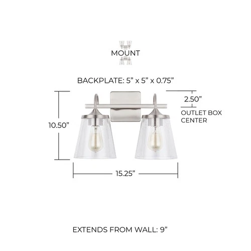 Capital Lighting 139122-496 2 Light 15-1/4"W Bathroom Vanity - Picture 4 of 15
