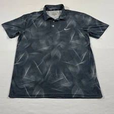 Nike Dri-Fit Tour Golf Polo Shirt Mens Short Sleeve Pine Needles Print Sz M