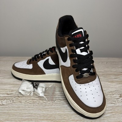 PREOWNED NIKE AIR FORCE 1 LOW ESCAPE WHITE/BLK /BAROQUE /BRWN 312489-101 Size 11