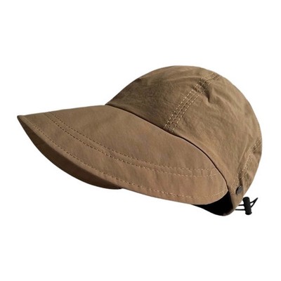 Foldable Beach Sun Hat with Drawstring Quick Dry Fabric Wide Brim UV Protection 