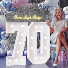 Colorful Marquee Numbers 3FT, Light Up Numbers 70 for 70th Birthday Decoratio...