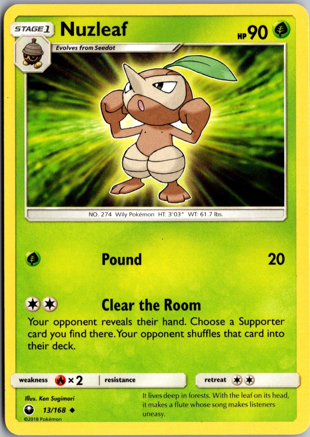 Nuzleaf 13/168 Uncommon Celestial Storm Lightly Played Pokemon Card TCG Single