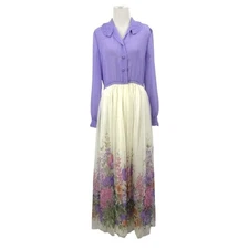 Vintage Victor Costa Floral Chiffon Maxi Dress Gown Wedding Sz Large Prairie