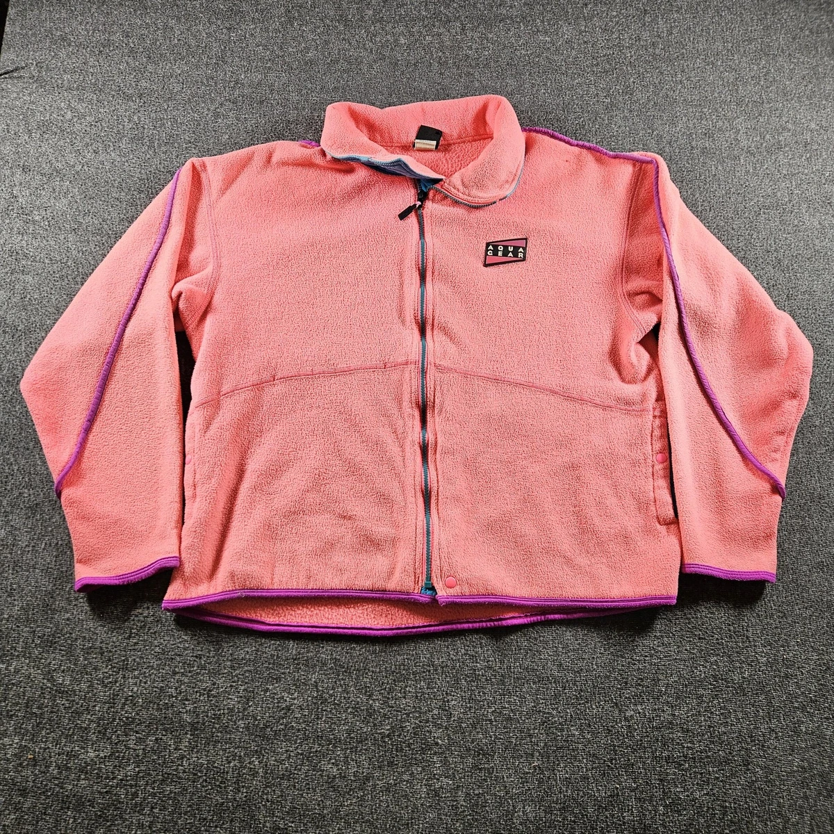 Vintage Nike Aqua Gear Jacket Mens XL Pink Fleece Full Zip Ski