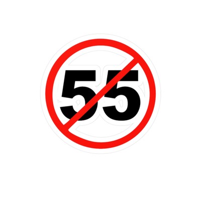 speed limit 50 Kiss-Cut Vinyl Decals for Home & Office, No 55 Sign Sticker
