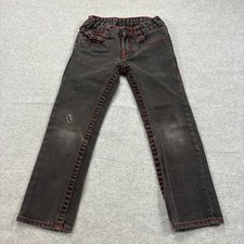 True Religion Jeans Kids Size 5 Black Red Stitch Straight Denim Pants