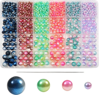 1500 StüCk Bunte Bastelperlen 4Mm Bis 10Mm Kunstperlen Runde Perlen Elfenbeinfar