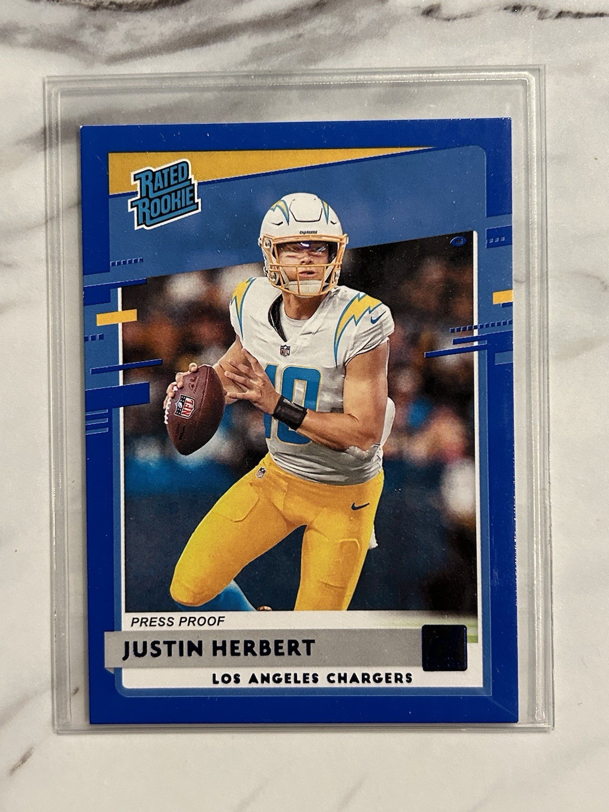 2020 Panini Donruss - Rated Rookie Justin Herbert #303 Press Proof Blue RC