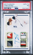 2021 PANINI FLAWLESS QUAD PATCH SIGNATURES GOLD TARIK SKUBAL 7/10 PSA 7 AUTO