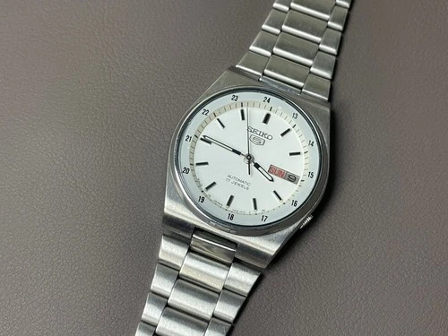 Vintage Seiko 5 Automatic 7009-821J White Dial 36mm Men's Watch