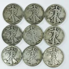MIXED DATE WALKING LIBERTY HALF DOLLAR LOT! 9 TOTAL COINS! MUST HAVE! NR #P2168
