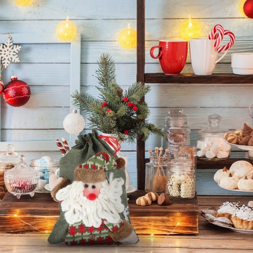 1pc Santa Claus gemusterte Beutel Candy Bag Festival Geschenkhalter Olive Green - Bild 11 von 12
