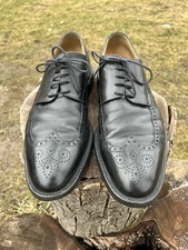 Johnston & Murphy Black Leather Wingtips 11M Pebble & Smooth Leather Comb