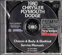 1980 Plymouth Dodge Chrysler CD-ROM Werkstatt-Handbuch Reparatur Service