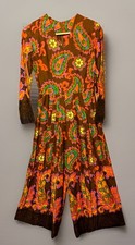 60-70s PSYCHEDELIC Floral Jumpsuit Super Wide Leg Joy Stevens California