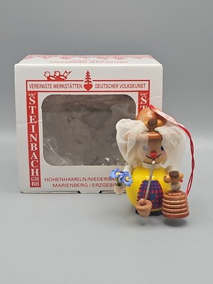 Steinbach Wooden Christmas Ornament Beekeeper w/Pipe. honey pot, in Box, German