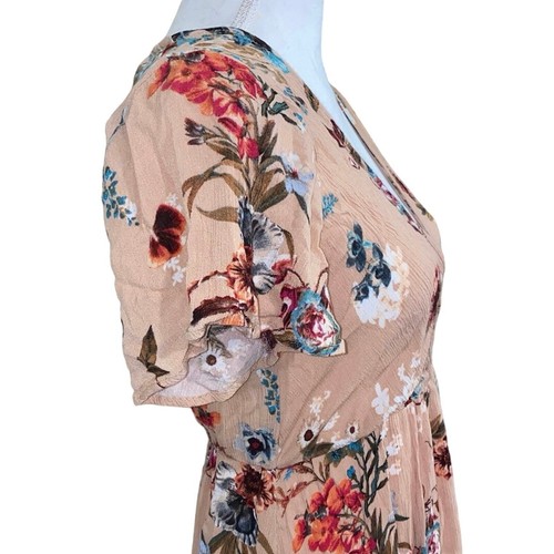 Illa Illa Dress Womens Medium Peach Floral Maxi Cottagecore Fairycore Casual - Picture 2 of 9