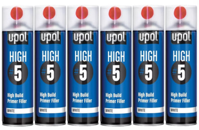6 x U-pol High #5 Grundierung weiß 450ml Aerosol hoher Aufbau UPOL BESTER Preis