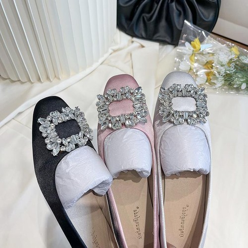 Chaussures femme strass carré boucle plate bas plat peu profond tout match - Photo 1/15