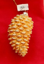 One New Katherine  s Collection Gold Glitter Pinecones 4 1/4  Retired NOS