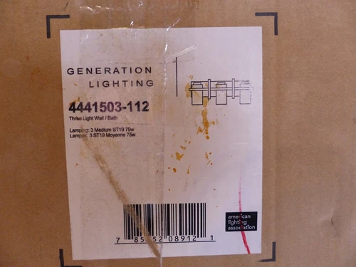 GENERATION LIGHTING 4441503-112 MITTE 3 24" MIDNIGHT BLACK BATHROOM WALL LIGHT - Picture 2 of 2