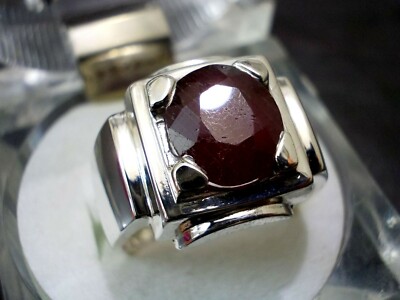 BLUT ROTER RUBIN HERREN RING HANDARBEIT 925 STERLING SILBER RINGE GRÖSSE 9 VERSTELLBAR