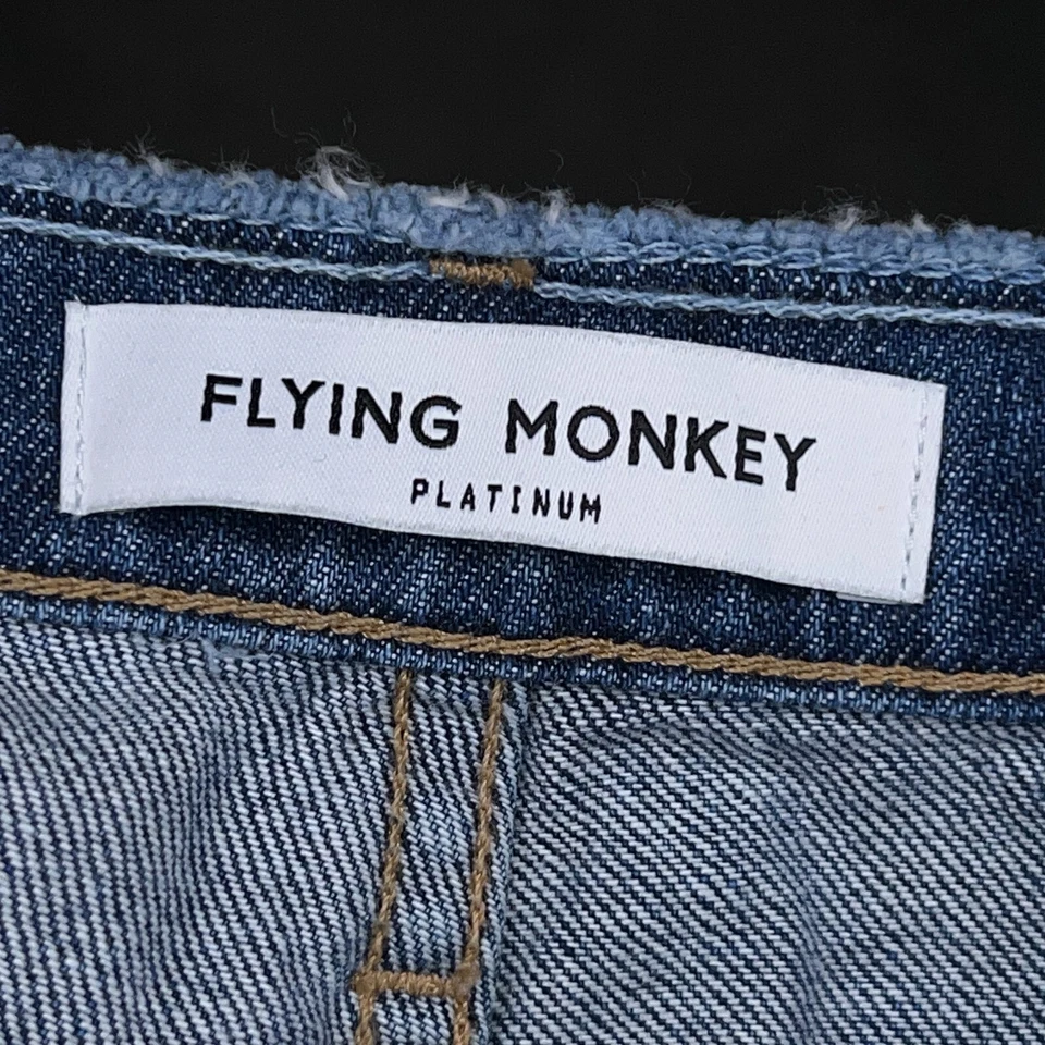 Bermuda jeans Flying Monkey feminina angustiada cintura alta tamanho 30 azul 100% algodão - Imagem 4 de 4