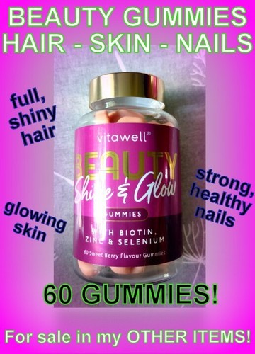 2 x HAIR SKIN NAILS VITAMIN GUMMIES - 120 Gums - BEAUTY SHINE GLOW - BIOTIN ZINC - Picture 7 of 12