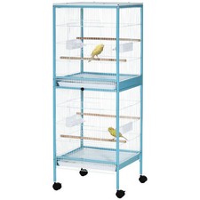 55" Bird Cage Aviary Parakeet House for Finches Budgies with Rolling Stand Large